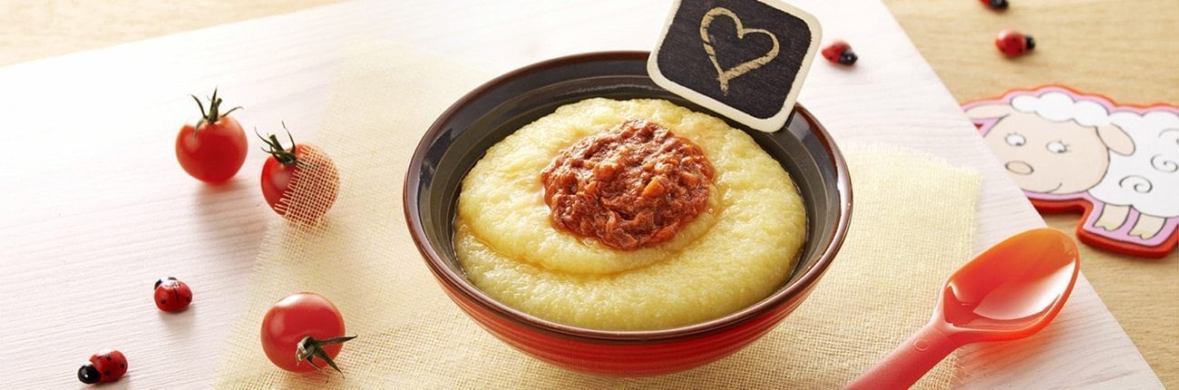 Recette Bebe 8 Mois Agneau Polenta Et Tomate Au Thym Et A L Huile D Olive Bledina