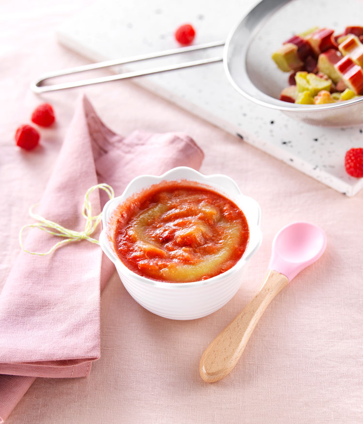 Recette Bebe 12 Mois Puree De Rhubarbe Et De Framboise Bledina