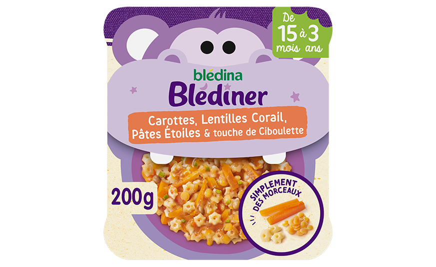 Blediner carottes lentilles corail pates etoiles ciboulette