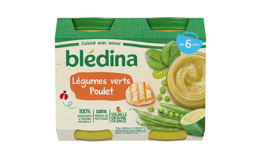 Petits Pots Pour Bebe Legumes Verts Et Poulet Bledina Des 6 Mois Bledina 2x0g Shoptimise