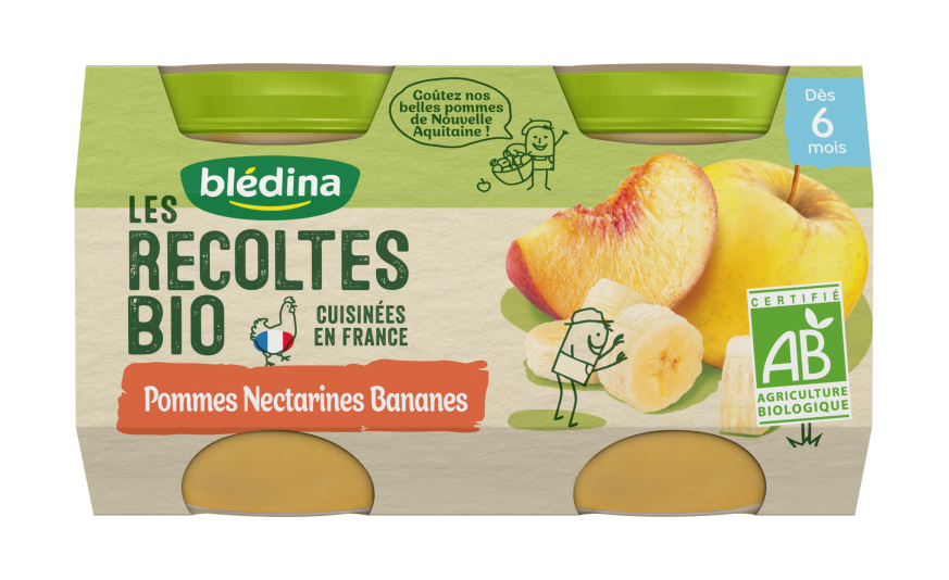 Petit Pot Bebe Bio Pommes Nectarines Bananes Des 6 Mois Bledina