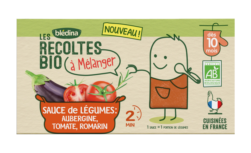 Les Recoltes Bio A Melanger Sauce Aubergine Tomate Romarin Pour Bebe Des 10 Mois Bledina
