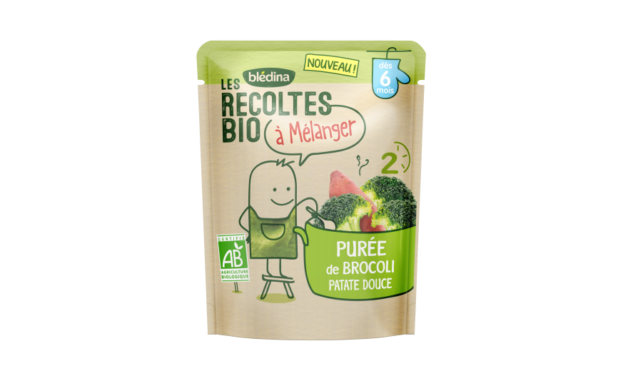 Les Recoltes Bio A Melanger Puree De Brocoli Patate Douce Pour Bebe Des 6 Mois Bledina