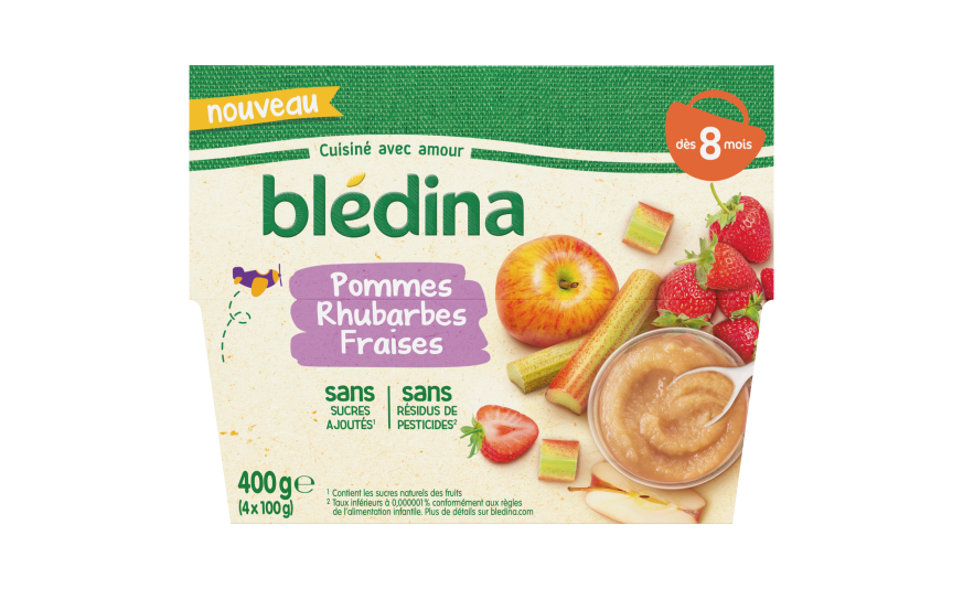 Coupelles Pomme Rhubarbes Fraises Pour Bebe Des 8 Mois Bledina