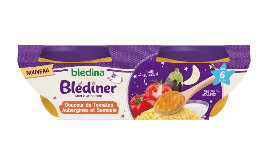 Blediner Douceur De Tomates Aubergines Et Semoule Pour Bebe Des 6 Mois Bledina